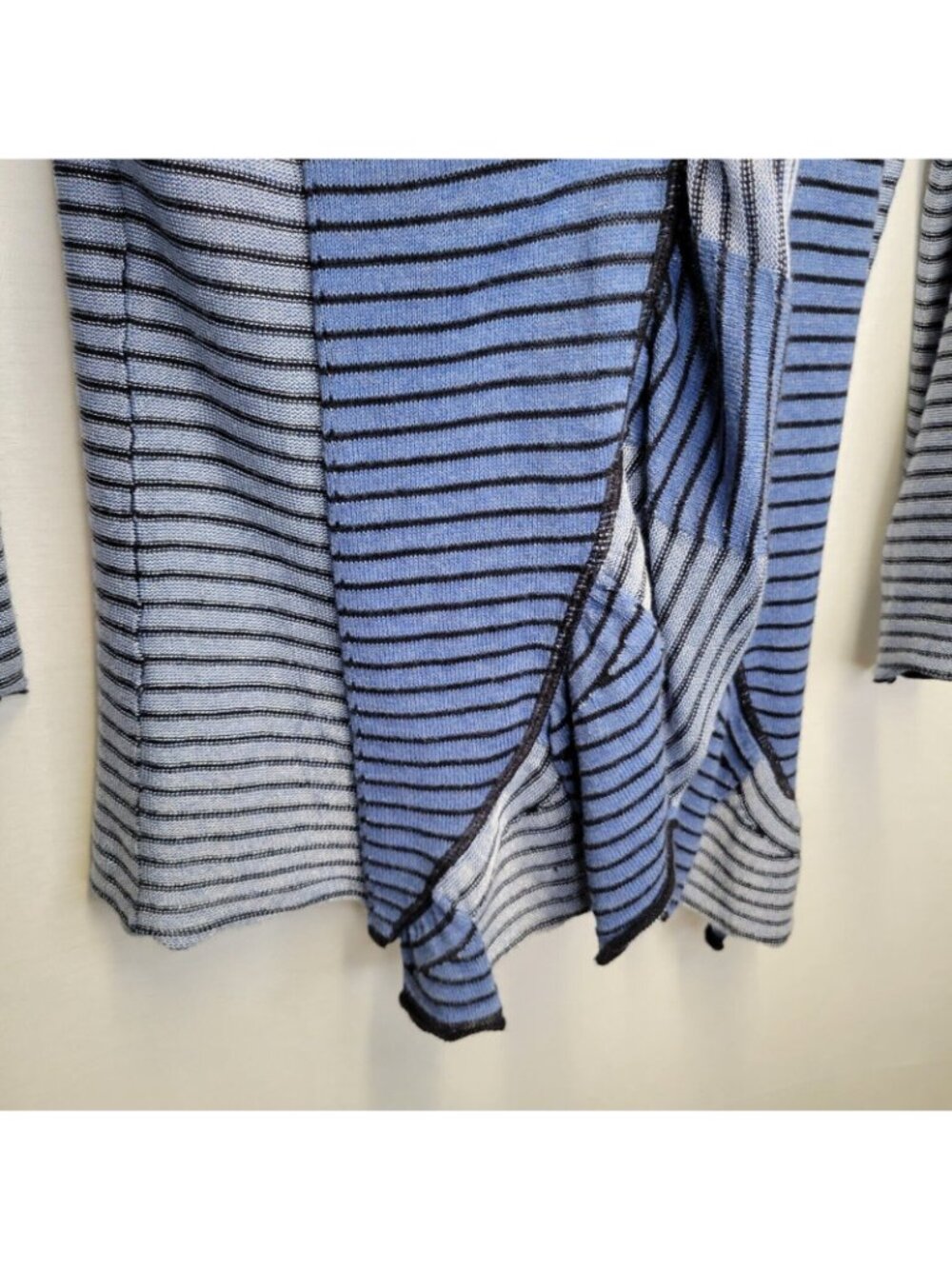 Anthropologie Sparrow Women's Medium Cardigan Sweater Open Blue Black Striped - Picture 4 of 6